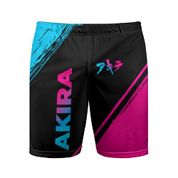Шорты спортивные мужские Akira - neon gradient: надпись, символ, цвет: 3D-принт
