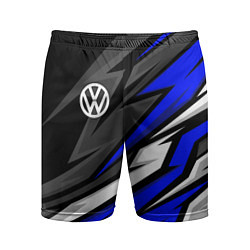 Шорты спортивные мужские Volkswagen - Синяя абстракция, цвет: 3D-принт