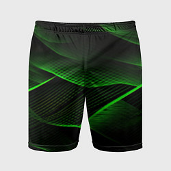 Шорты спортивные мужские Зеленые абстрактные полосы, цвет: 3D-принт