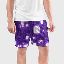 Шорты спортивные мужские Фиолетовые кибернетические схемы неон, цвет: 3D-принт — фото 2