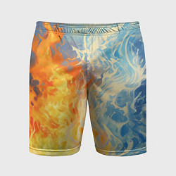 Шорты спортивные мужские Вода и пламя абстракция, цвет: 3D-принт