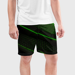 Шорты спортивные мужские Зеленая абстракция со светом, цвет: 3D-принт — фото 2