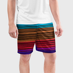 Шорты спортивные мужские Разноцветные тонкие линии, цвет: 3D-принт — фото 2