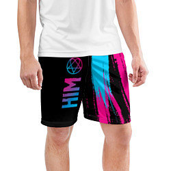 Шорты спортивные мужские HIM - neon gradient: по-вертикали, цвет: 3D-принт — фото 2