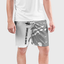 Шорты спортивные мужские Dead by Daylight glitch на светлом фоне: по-вертик, цвет: 3D-принт — фото 2