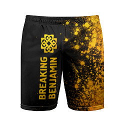 Шорты спортивные мужские Breaking Benjamin - gold gradient: по-вертикали, цвет: 3D-принт