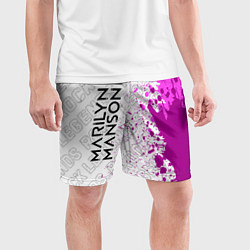 Шорты спортивные мужские Marilyn Manson rock legends: по-вертикали, цвет: 3D-принт — фото 2
