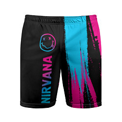 Шорты спортивные мужские Nirvana - neon gradient: по-вертикали, цвет: 3D-принт