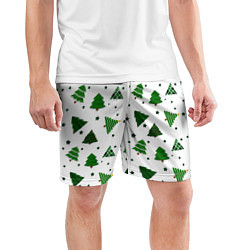 Шорты спортивные мужские Узор с зелеными елочками, цвет: 3D-принт — фото 2