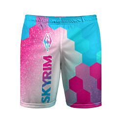 Шорты спортивные мужские Skyrim neon gradient style: по-вертикали, цвет: 3D-принт