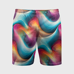 Шорты спортивные мужские Волнообразная разноцветная абстракция, цвет: 3D-принт