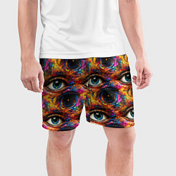 Шорты спортивные мужские Глаза рисунок паттерн, цвет: 3D-принт — фото 2