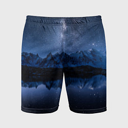Мужские спортивные шорты Галактическая зимняя ночь в горах