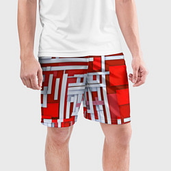 Шорты спортивные мужские Полосы на красном фоне, цвет: 3D-принт — фото 2