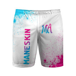 Шорты спортивные мужские Maneskin neon gradient style вертикально, цвет: 3D-принт