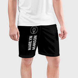 Шорты спортивные мужские Marilyn Manson glitch на темном фоне по-вертикали, цвет: 3D-принт — фото 2