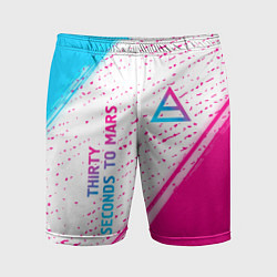 Шорты спортивные мужские Thirty Seconds to Mars neon gradient style вертика, цвет: 3D-принт