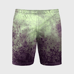 Шорты спортивные мужские Абстракция - фиолетовые пятна на зеленом фоне, цвет: 3D-принт