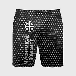 Мужские спортивные шорты My Chemical Romance glitch на темном фоне по-верти