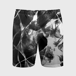 Шорты спортивные мужские Черный дым и паттерны, цвет: 3D-принт