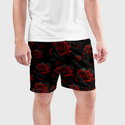 Шорты спортивные мужские Красные розы цветы, цвет: 3D-принт — фото 2