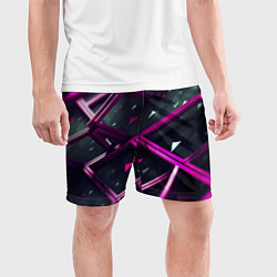 Шорты спортивные мужские Фиолетовая абстрактная конструкция, цвет: 3D-принт — фото 2