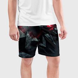 Шорты спортивные мужские Черная металлическая с красной вставкой, цвет: 3D-принт — фото 2