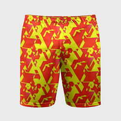 Мужские спортивные шорты Красные фигуры на жёлтом фоне