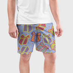Шорты спортивные мужские Узор с яркими разноцветными бантами в горошек, цвет: 3D-принт — фото 2