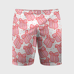 Шорты спортивные мужские Узор с розовыми бантами в горошек, цвет: 3D-принт