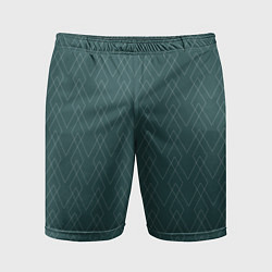 Шорты спортивные мужские Зелёный геометричные линии, цвет: 3D-принт