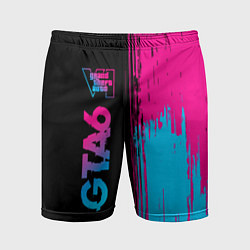 Шорты спортивные мужские GTA6 - neon gradient по-вертикали, цвет: 3D-принт
