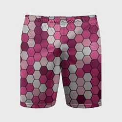 Шорты спортивные мужские Камуфляж гексагон розовый, цвет: 3D-принт