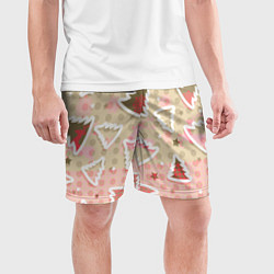 Шорты спортивные мужские Розовые узоры ёлки, цвет: 3D-принт — фото 2