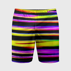 Шорты спортивные мужские Цветные неоновые полосы, цвет: 3D-принт