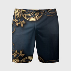 Мужские спортивные шорты Лепнина объемные золотые узоры на ткани