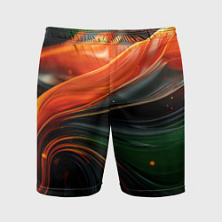 Шорты спортивные мужские Оранжевая и зеленый абстракция, цвет: 3D-принт