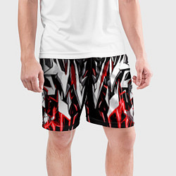 Шорты спортивные мужские Белый и красный металл, цвет: 3D-принт — фото 2