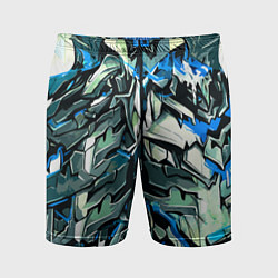 Шорты спортивные мужские Синий камень на чёрном фоне, цвет: 3D-принт