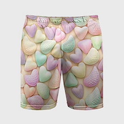 Мужские спортивные шорты Сердечки розовые конфетки