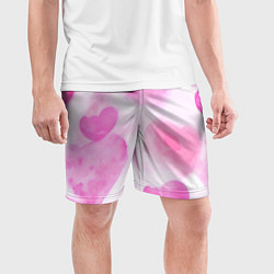Шорты спортивные мужские Розовые сердечки акварель, цвет: 3D-принт — фото 2