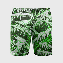 Мужские спортивные шорты Белые клыки на зелёном фоне