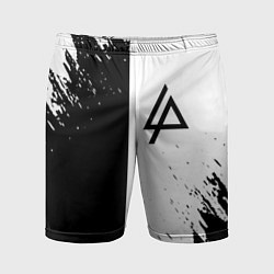 Шорты спортивные мужские Linkin park краски чёрнобелый, цвет: 3D-принт