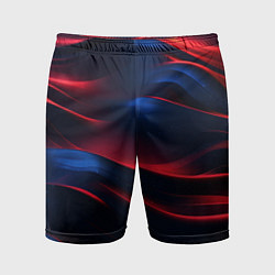 Шорты спортивные мужские Красно-синие полосы, цвет: 3D-принт