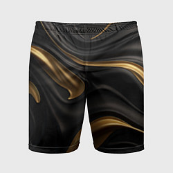 Мужские спортивные шорты Золотистые волны на черной материи