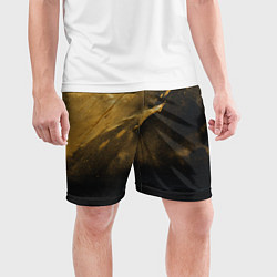 Шорты спортивные мужские Золотое напыление на черном, цвет: 3D-принт — фото 2