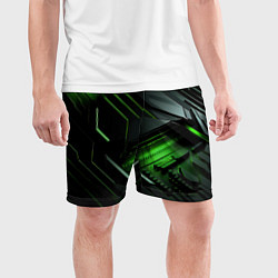 Шорты спортивные мужские Металл и зеленый яркий неоновый свет, цвет: 3D-принт — фото 2