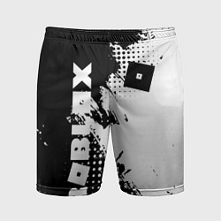 Шорты спортивные мужские Роблокс - черно-белая абстракция, цвет: 3D-принт