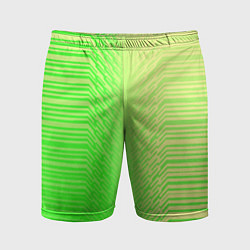 Шорты спортивные мужские Зелёные градиентные линии, цвет: 3D-принт