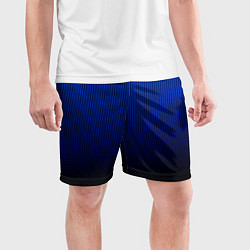 Шорты спортивные мужские Полосатый градиент сине-чёрный, цвет: 3D-принт — фото 2
